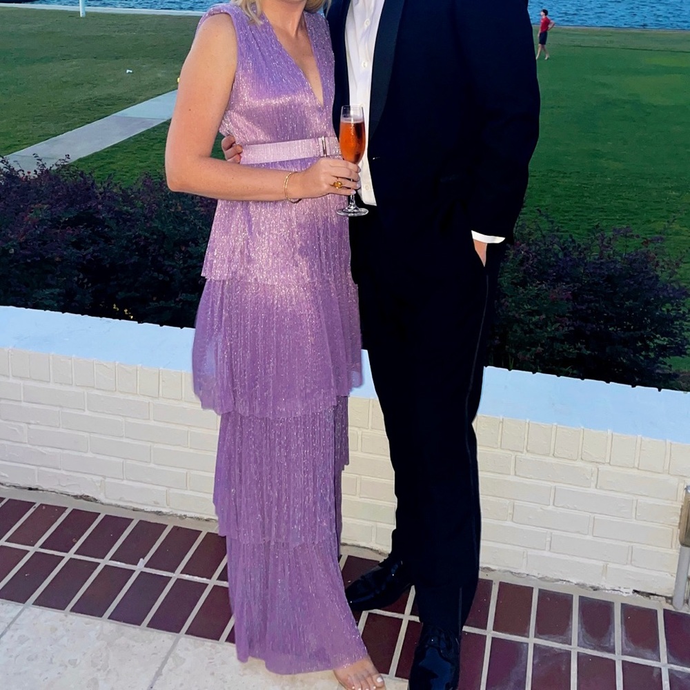 Sabina Musayev Lilac Tiered Maxi Dress